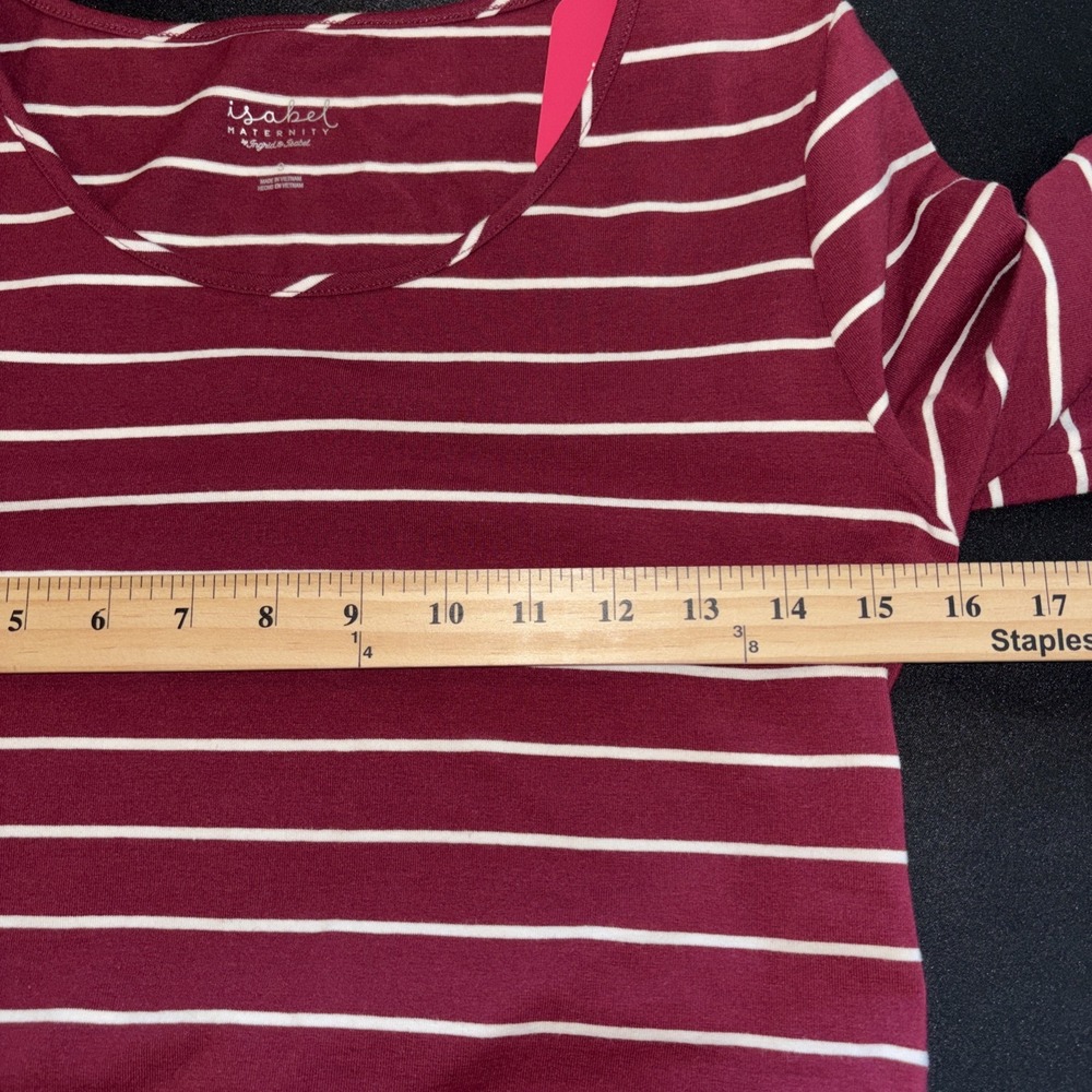 Isabel Maternity T-Shirt Dress Women Small Ruched Sides 3/4 Sleeve Burgundy New - Picture 6 of 9